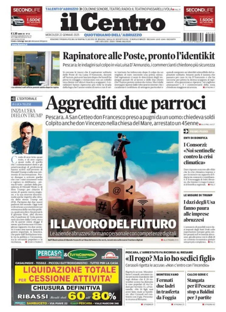 Prima-pagina-il centro-oggi-edizione-del-2025-01-22